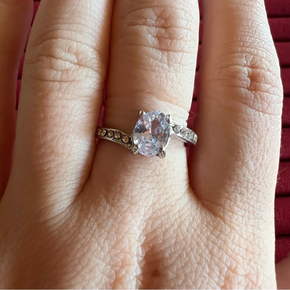 Silver Tone Ring with Clear Stone - Women Jewelry